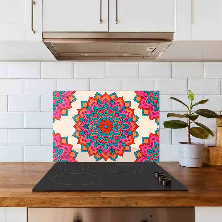 Mandala - Patroon - Abstract - Kleurrijk - Modern keuken achterwand spatscherm klein -sfeer2
