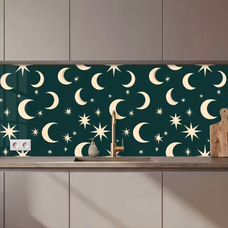 Manen - Sterren - Groen keuken achterwand 2 middel 871 zz_3dshopping
