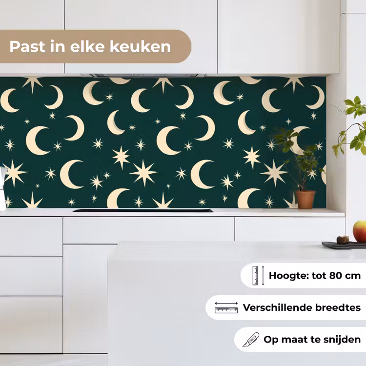 Manen - Sterren - Groen keuken achterwand 2 middel 871 -sfeer4_NL
