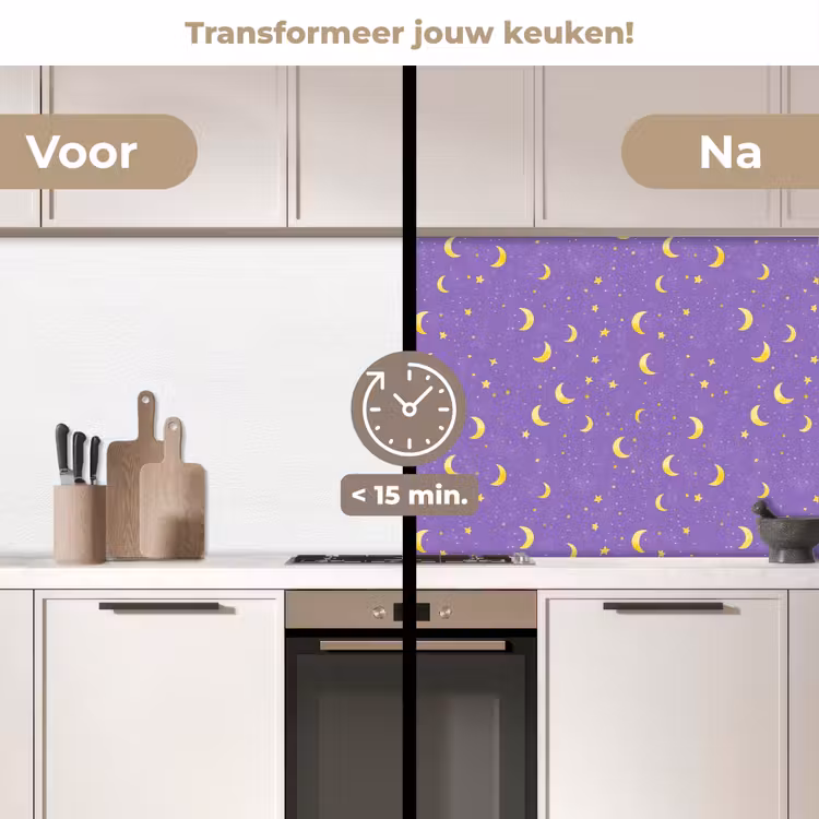 Manen - Sterren - Paars keuken achterwand 2 middel 871 -voor-na2_NL