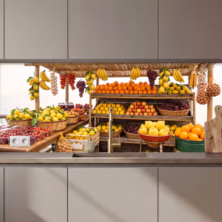 Keuken achterwand - Marktkraam - Fruit - Vers - Marktkraam - Fruit - Vers keuken achterwand 2 middel zz_3dshopping