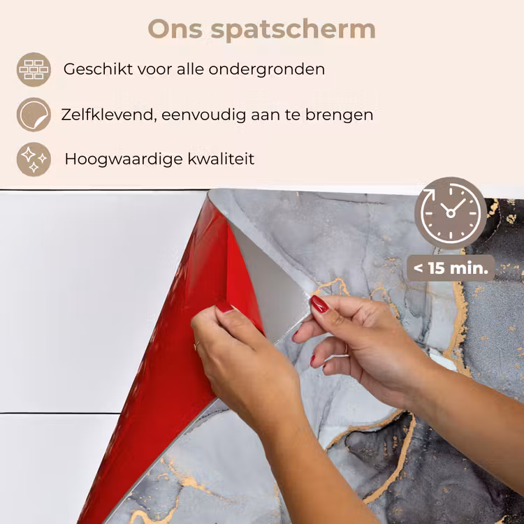 Marmer - Abstract - Goud - Grijs keuken achterwand spatscherm klein -spatscherm_NL