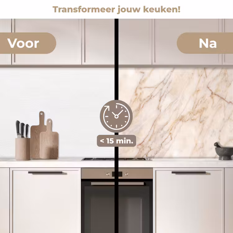 Marmer - Ader - Abstract - Wit - Goud keuken achterwand 2 middel -voor-na2_NL
