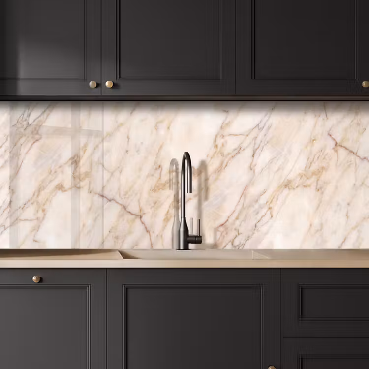 Marmer - Ader - Abstract - Wit - Goud keuken achterwand 2 middel -sfeer1