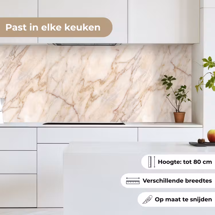 Marmer - Ader - Abstract - Wit - Goud keuken achterwand 2 middel -sfeer4_NL