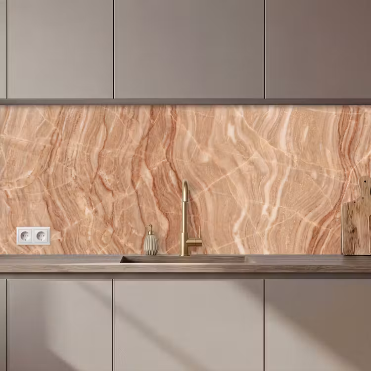 Marmer - Ader - Natuur - Abstract - Beige keuken achterwand 2 middel zz_3dshopping