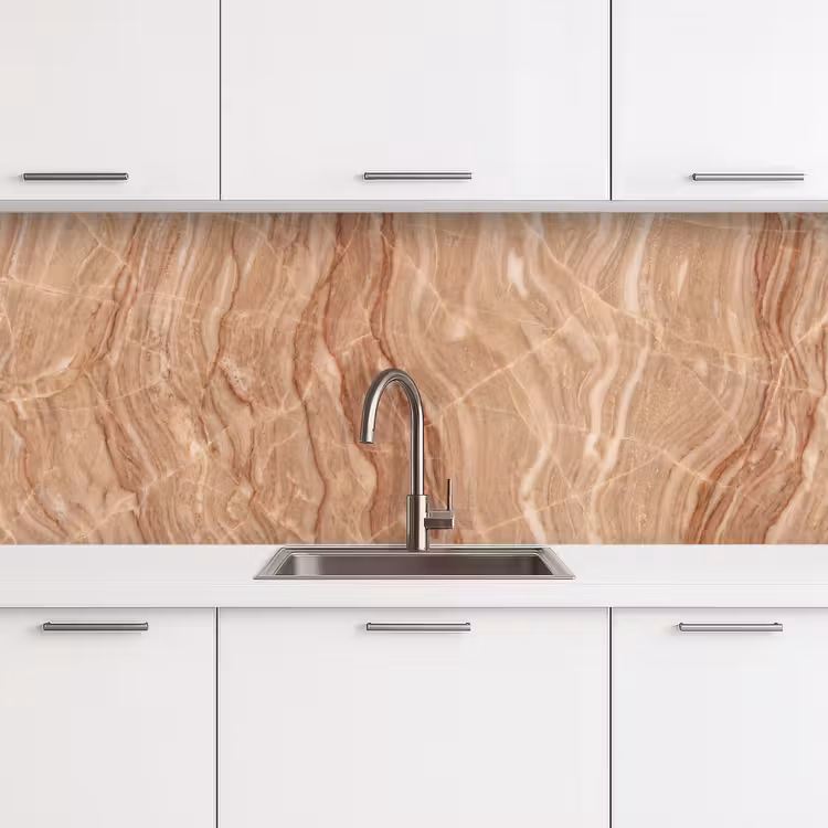 Marmer - Ader - Natuur - Abstract - Beige keuken achterwand 2 middel -3d