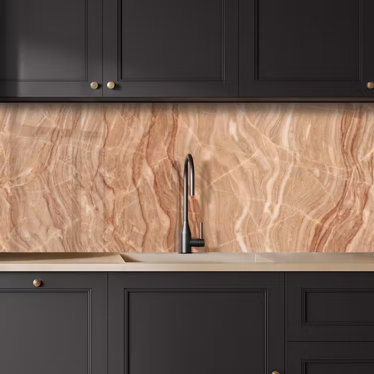 Marmer - Ader - Natuur - Abstract - Beige keuken achterwand 2 middel -sfeer1