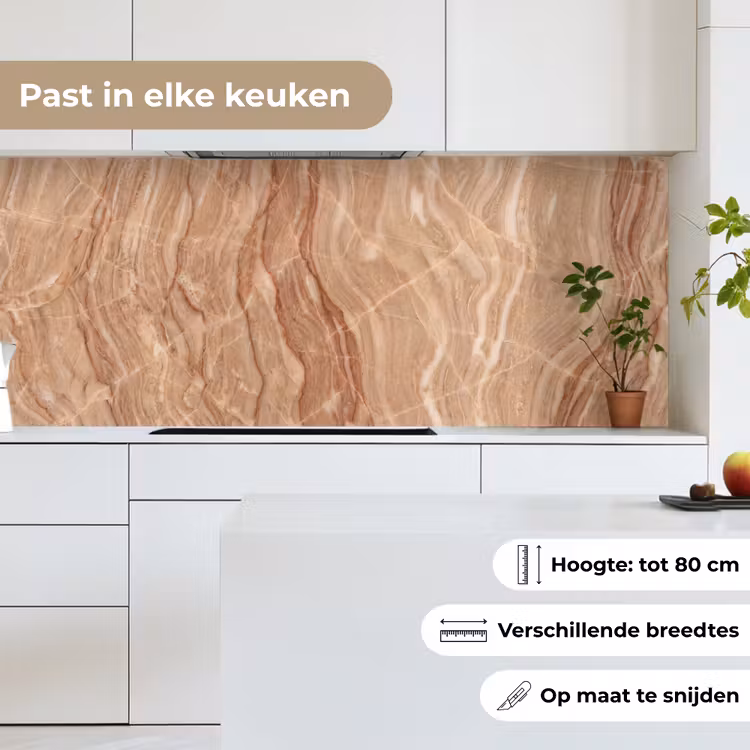 Marmer - Ader - Natuur - Abstract - Beige keuken achterwand 2 middel -sfeer4_NL