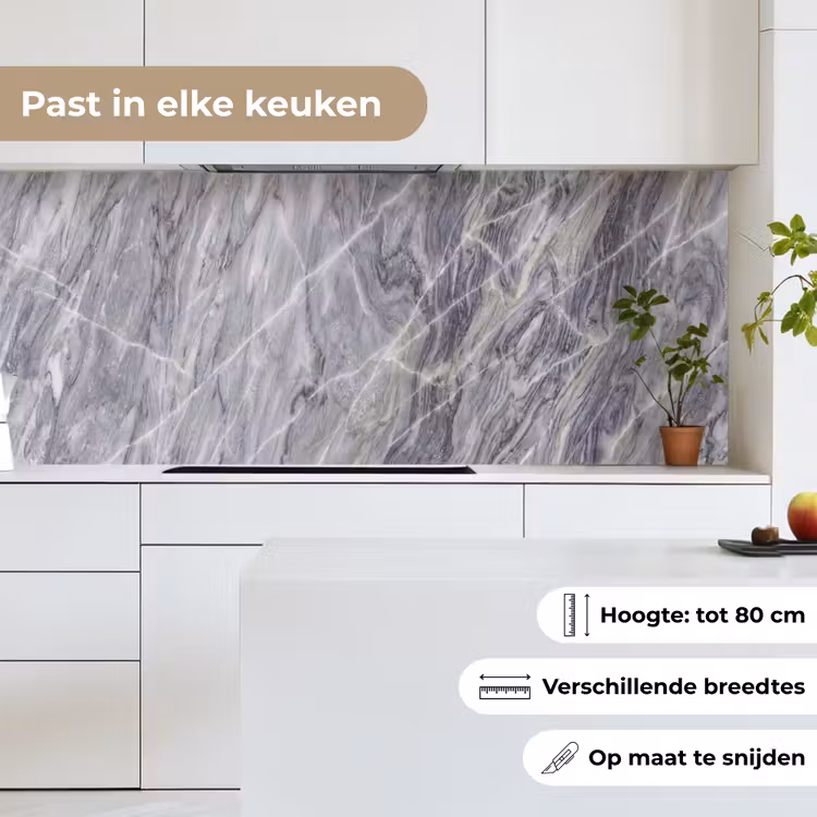 Marmer - Ader - Patroon - Abstract - Grijs keuken achterwand 2 middel -sfeer4_NL