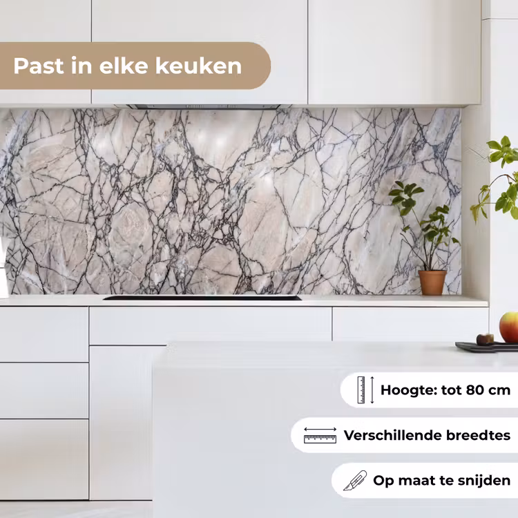 Marmer - Aderen - Patroon - Wit - Grijs keuken achterwand 2 middel -sfeer4_NL