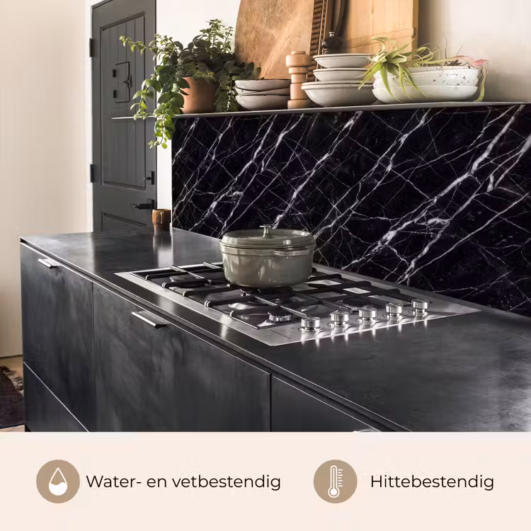 Marmer - Aders - Abstract - Zwart keuken achterwand 2 middel -usp_NL