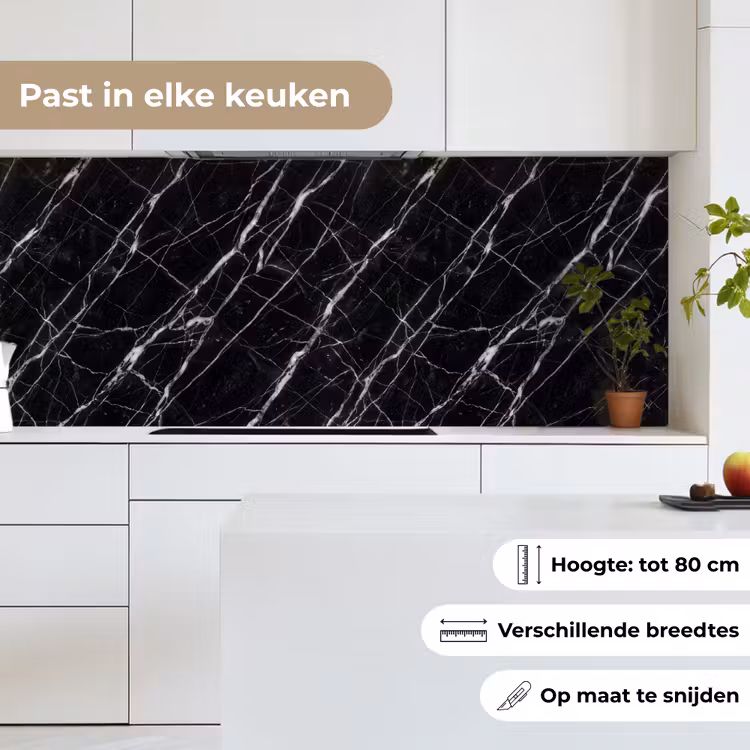 Marmer - Aders - Abstract - Zwart keuken achterwand 2 middel -sfeer4_NL
