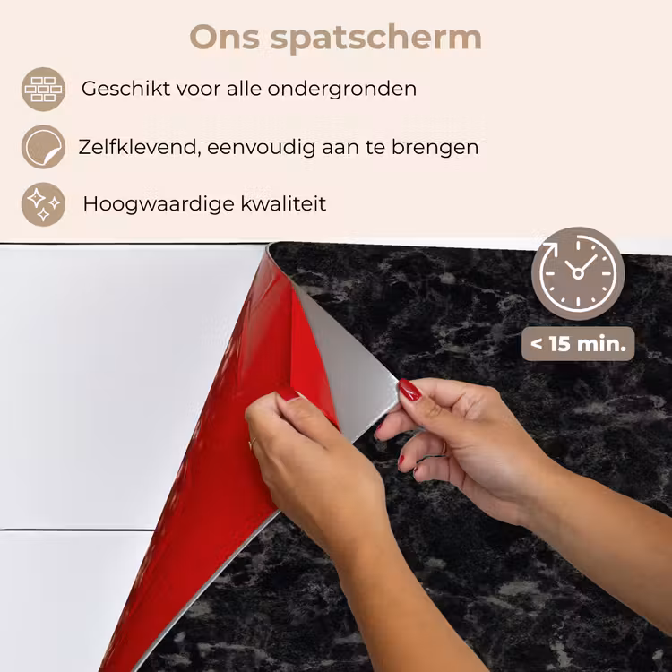 Marmer - Aders - Zwart keuken achterwand spatscherm klein 900 -spatscherm_NL