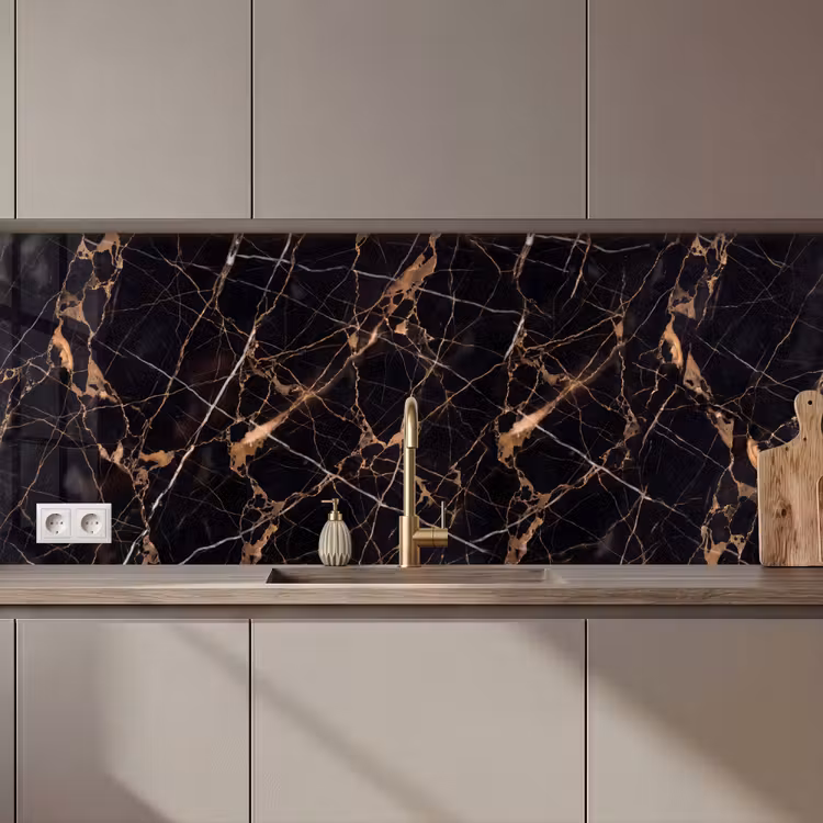 Marmer - Goud - Abstract - Zwart keuken achterwand 2 middel zz_3dshopping