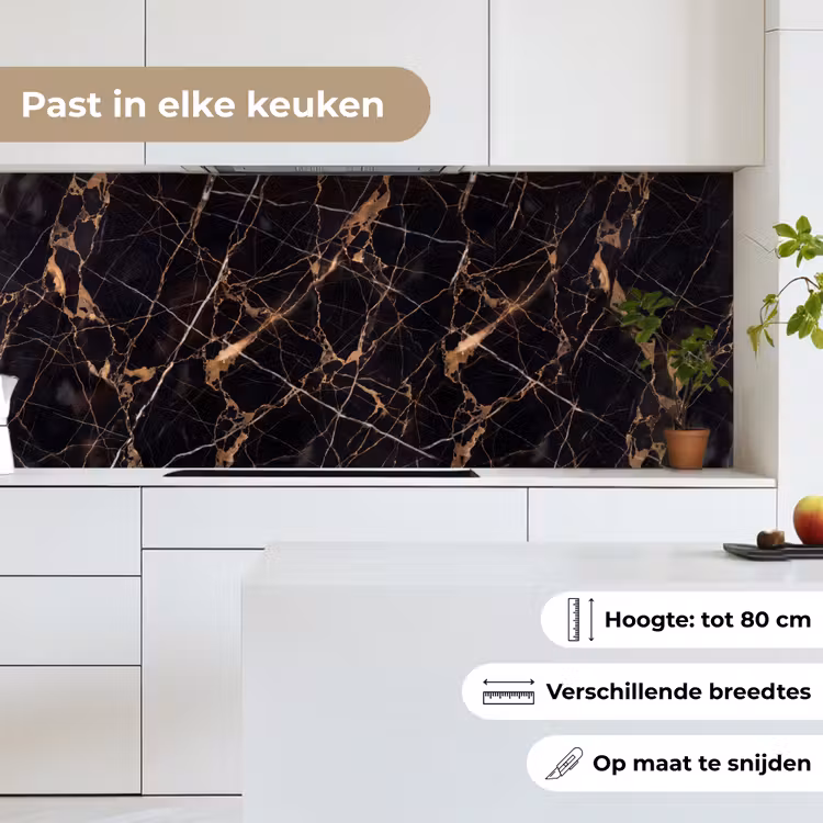 Marmer - Goud - Abstract - Zwart keuken achterwand 2 middel -sfeer4_NL