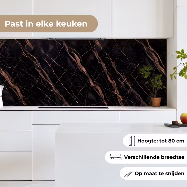 Marmer - Goud - Patroon - Luxe - Zwart keuken achterwand 2 middel -sfeer4_NL
