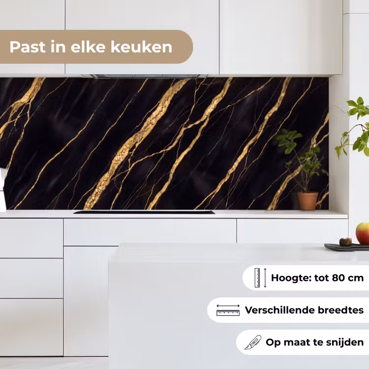 Marmer - Goud - Textuur - Abstract - Zwart keuken achterwand 2 middel -sfeer4_NL