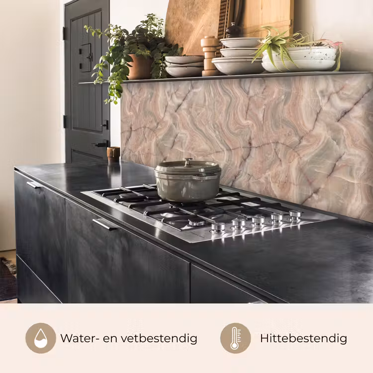 Marmer - Patroon - Abstract - Beige - Groen keuken achterwand 2 middel -usp_NL