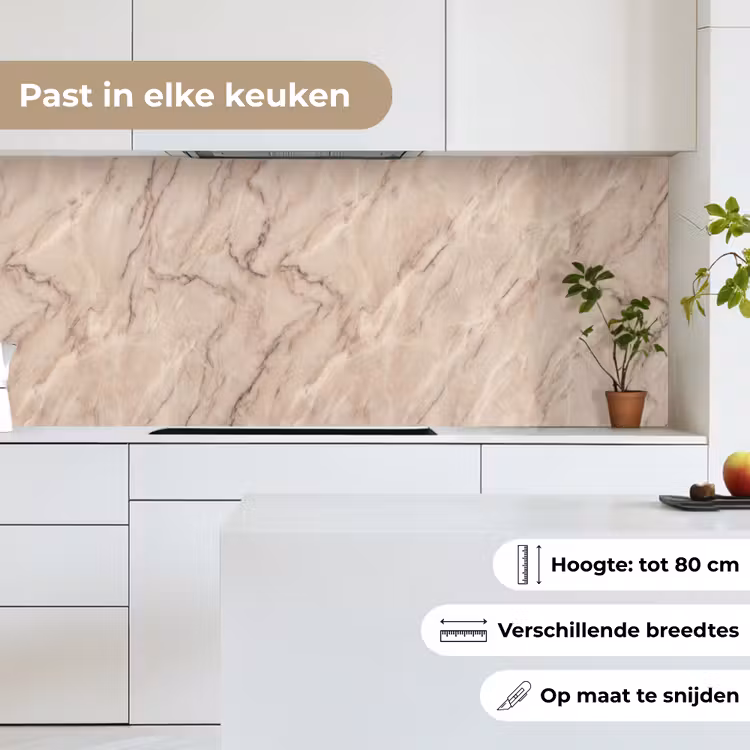 Marmer - Patroon - Abstract - Modern - Beige keuken achterwand 2 middel -sfeer4_NL