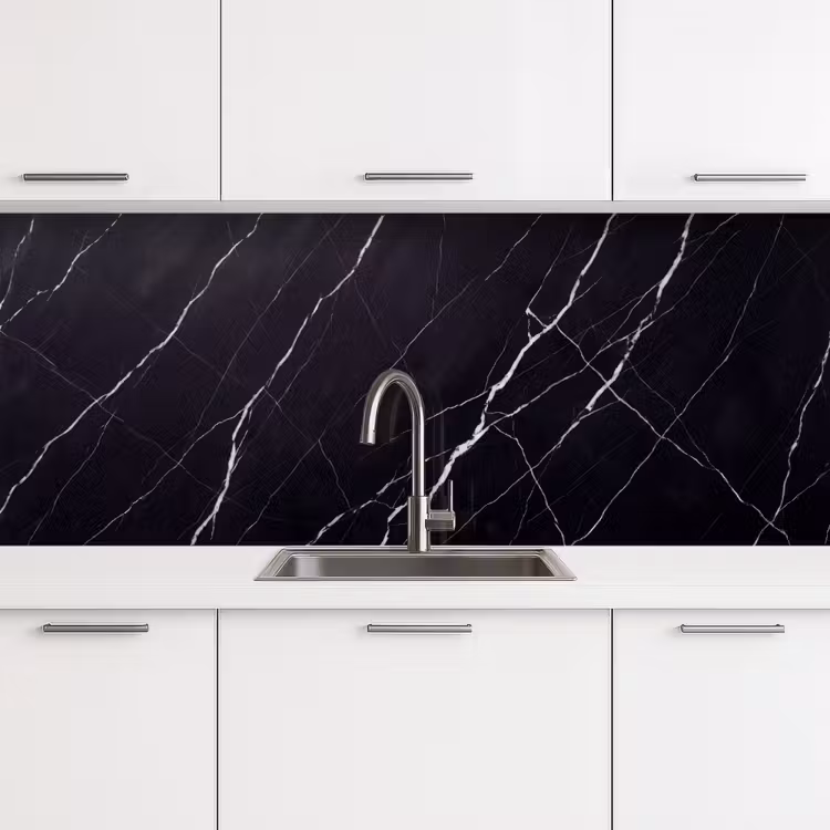 Marmer - Patroon - Abstract - Modern - Zwart keuken achterwand 2 middel -3d