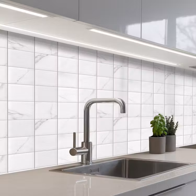 Marmer - Patroon - Aders - Wit keuken achterwand 2 middel 871 -3d_schuin