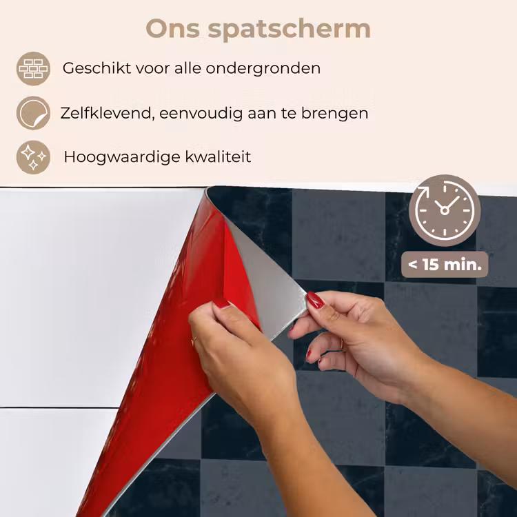 Marmer - Patroon - Antraciet keuken achterwand spatscherm klein 900 -spatscherm_NL