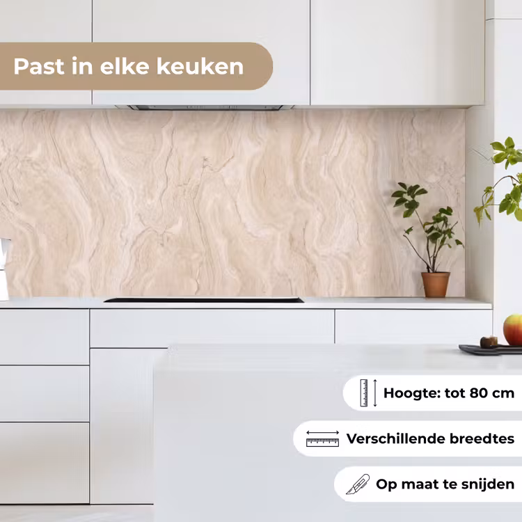 Marmer - Patroon - Beige - Steen - Abstract keuken achterwand 2 middel -sfeer4_NL