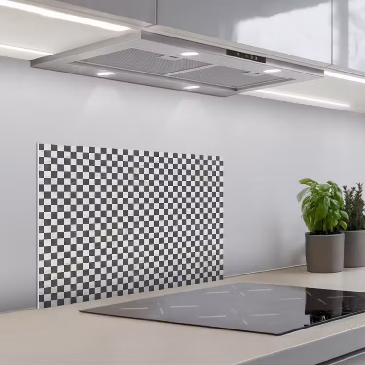 Marmer - Patroon - Grijs keuken achterwand spatscherm klein 900 -3d_schuin