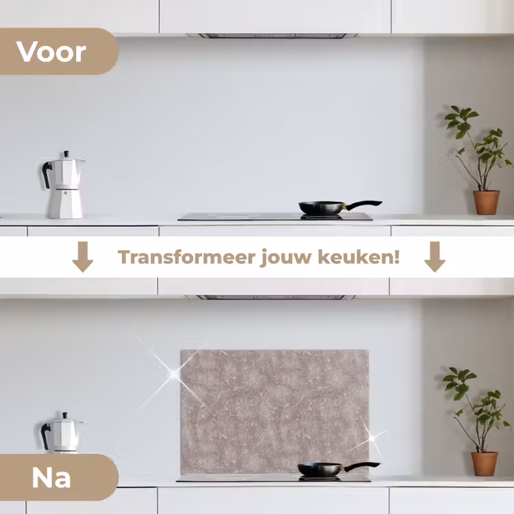 Marmer - Patroon - Mauve keuken achterwand spatscherm klein 900 -voor_na_NL