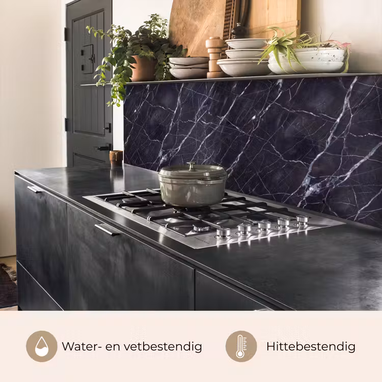 Marmer - Patroon - Modern - Zwart - Wit keuken achterwand 2 middel -usp_NL