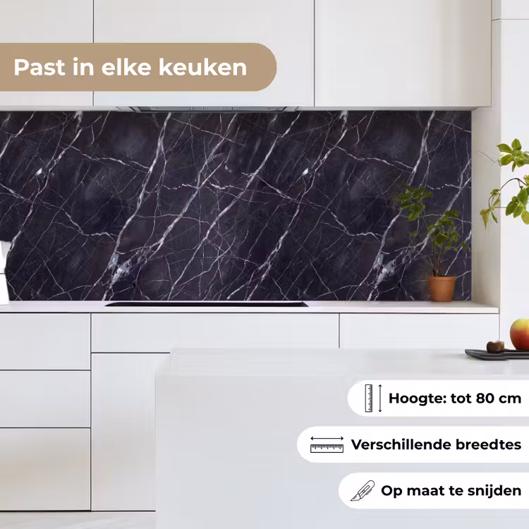 Marmer - Patroon - Modern - Zwart - Wit keuken achterwand 2 middel -sfeer4_NL