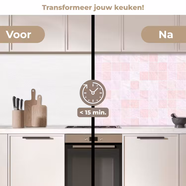 Marmer - Patroon - Mozaïek - Roze keuken achterwand 2 middel 871 -voor-na2_NL