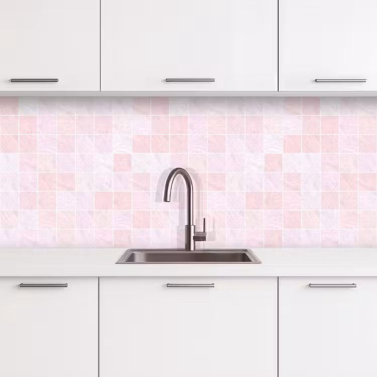 Marmer - Patroon - Mozaïek - Roze keuken achterwand 2 middel 871 -3d