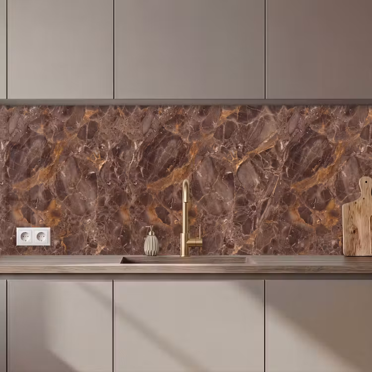 Marmer - Patroon - Natuur - Bruin - Goud keuken achterwand 2 middel zz_3dshopping