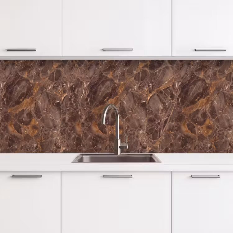 Marmer - Patroon - Natuur - Bruin - Goud keuken achterwand 2 middel -3d
