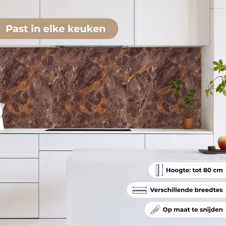 Marmer - Patroon - Natuur - Bruin - Goud keuken achterwand 2 middel -sfeer4_NL