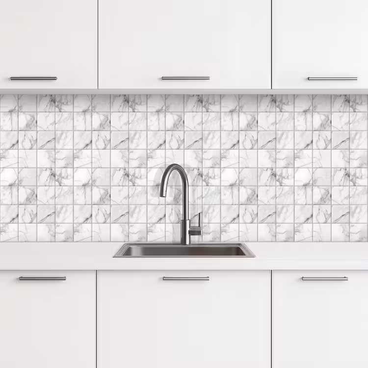 Marmer - Tegels - Grijs - Wit keuken achterwand 2 middel 871 -3d