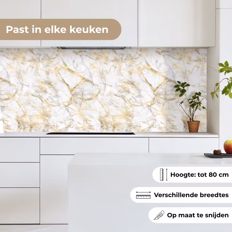 Marmer - Wit - Expressief - Goudaccenten keuken achterwand 2 middel 871 -sfeer4_NL