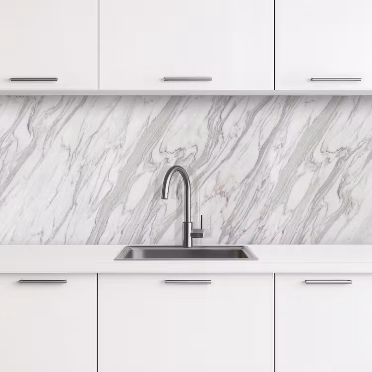 Marmer - Wit - Grijs - Structuur - Modern keuken achterwand 2 middel -3d