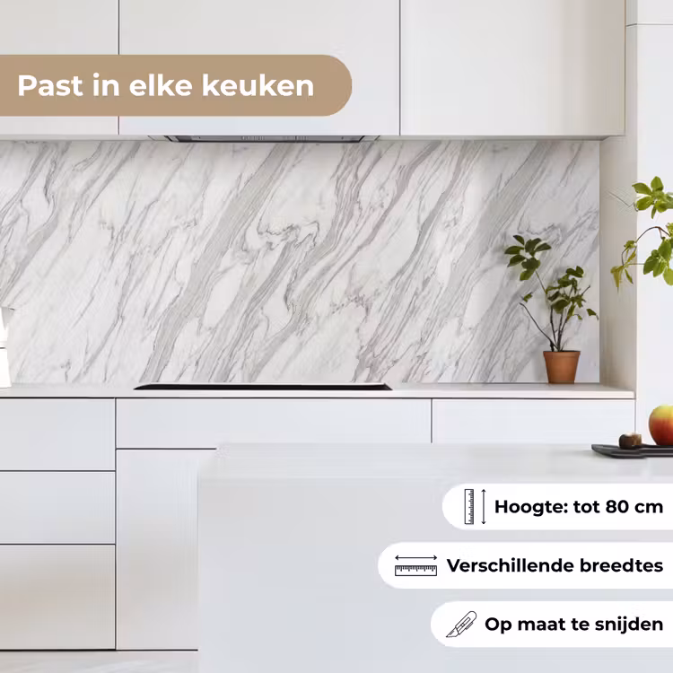 Marmer - Wit - Grijs - Structuur - Modern keuken achterwand 2 middel -sfeer4_NL