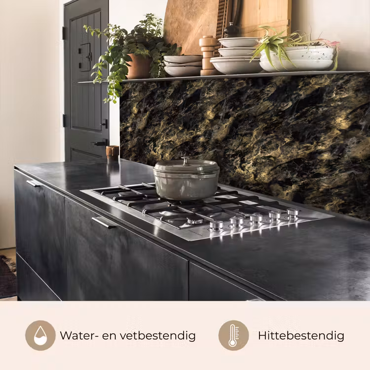 Marmer - Zwart - Goud keuken achterwand 2 middel 871 -usp_NL