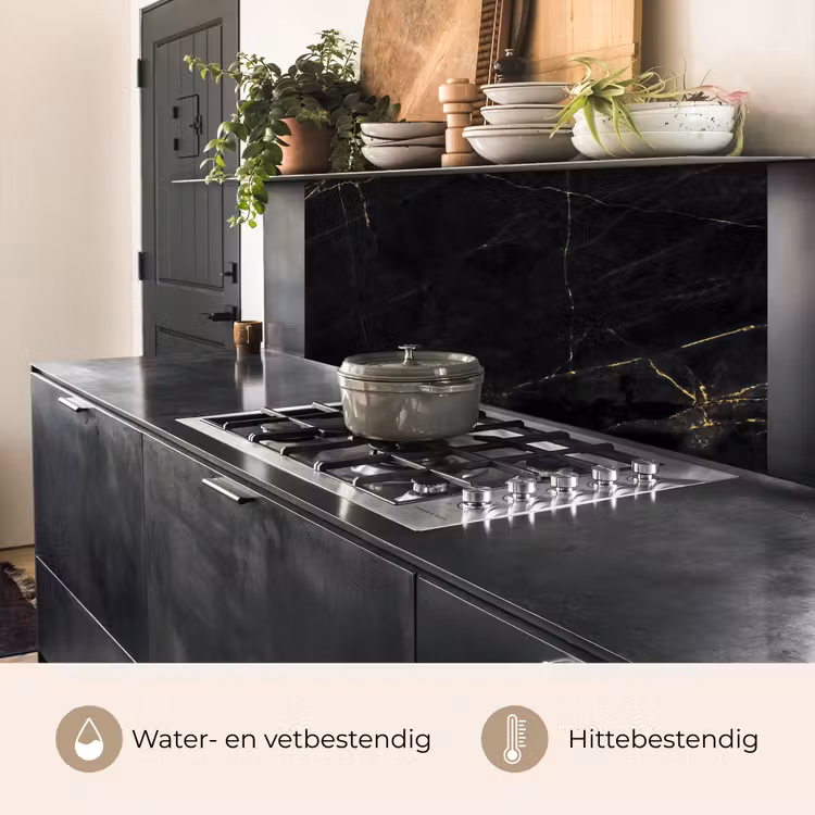 Marmer - Zwart - Goud - Chic - Marmerlook - Design keuken achterwand 2 middel -usp_NL