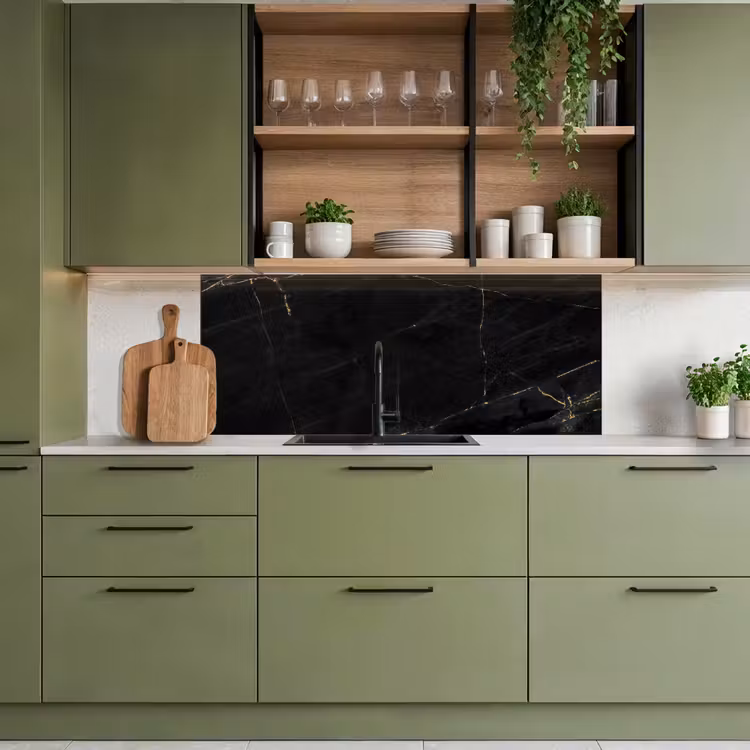 Marmer - Zwart - Goud - Chic - Marmerlook - Design keuken achterwand 2 middel -sfeer3