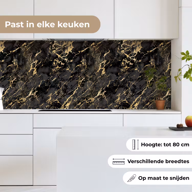 Marmer - Zwart - Goudstructuur keuken achterwand 2 middel 871 -sfeer4_NL