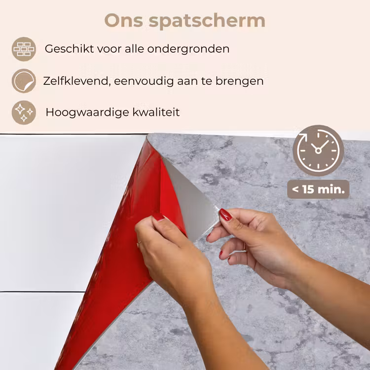Marmerplaat - Patroon - Grijs keuken achterwand spatscherm klein 900 -spatscherm_NL
