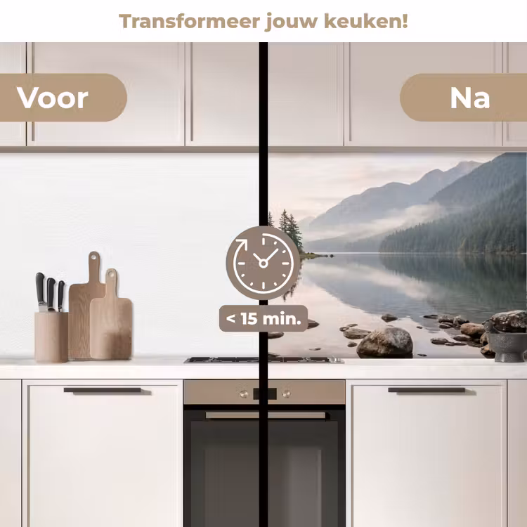 Meer - Bergen - Landschap - Groen keuken achterwand 2 middel -voor-na2_NL