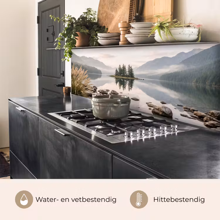 Meer - Bergen - Landschap - Groen keuken achterwand 2 middel -usp_NL