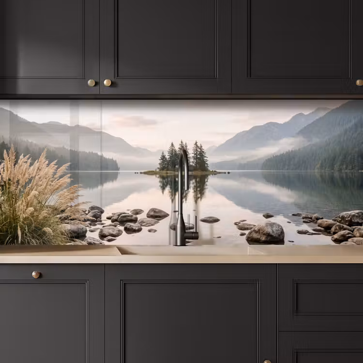 Meer - Bergen - Landschap - Groen keuken achterwand 2 middel -sfeer1
