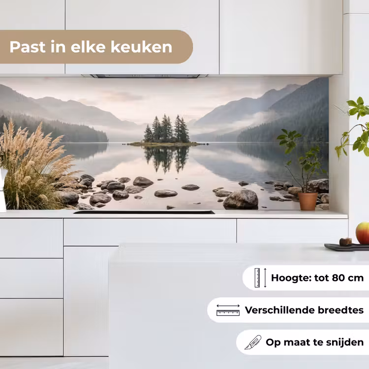 Meer - Bergen - Landschap - Groen keuken achterwand 2 middel -sfeer4_NL